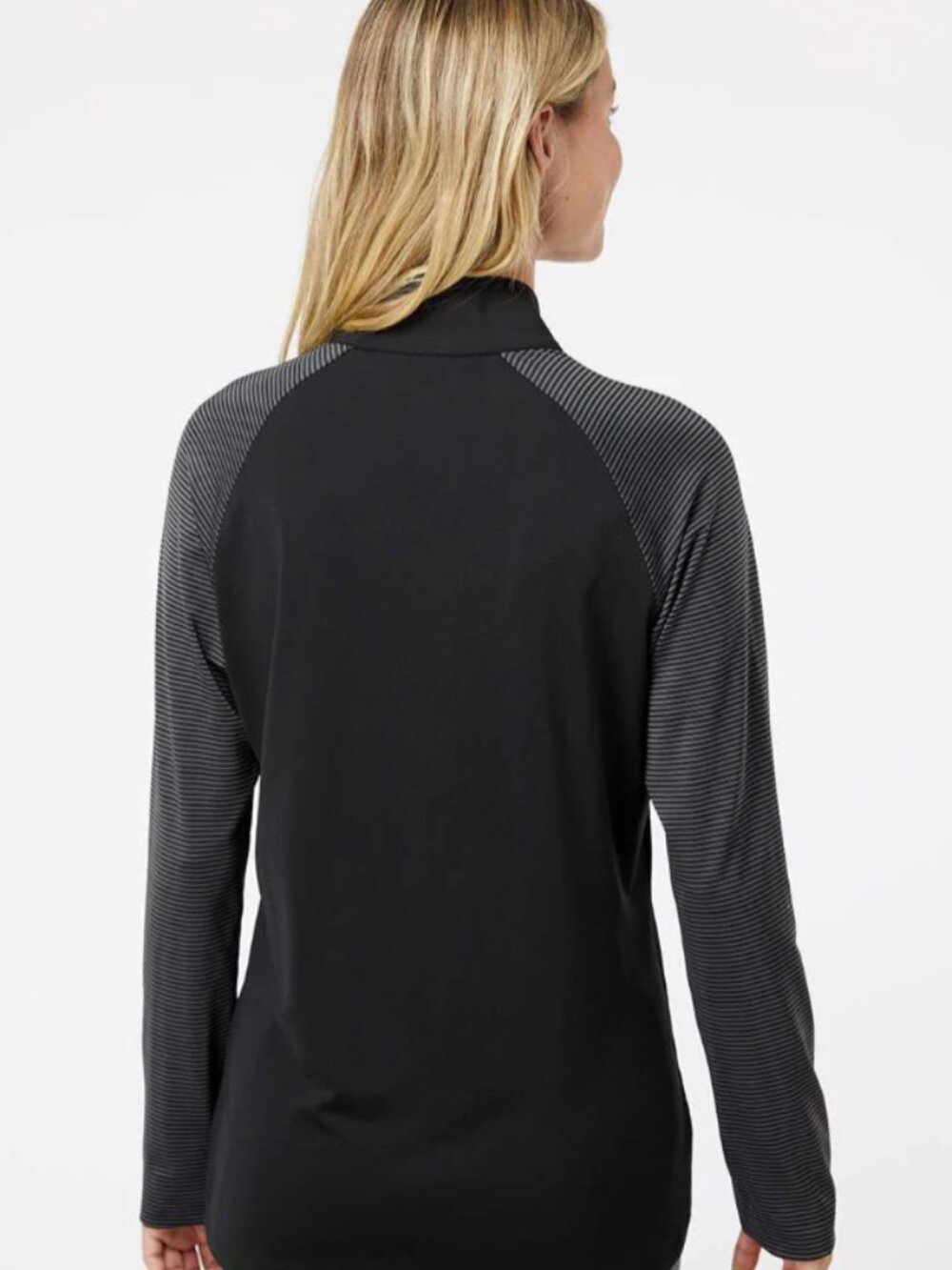 Adidas A521 - Women's Stripe Block Quarter-Zip Pullover - Black - Picture 2 of 5